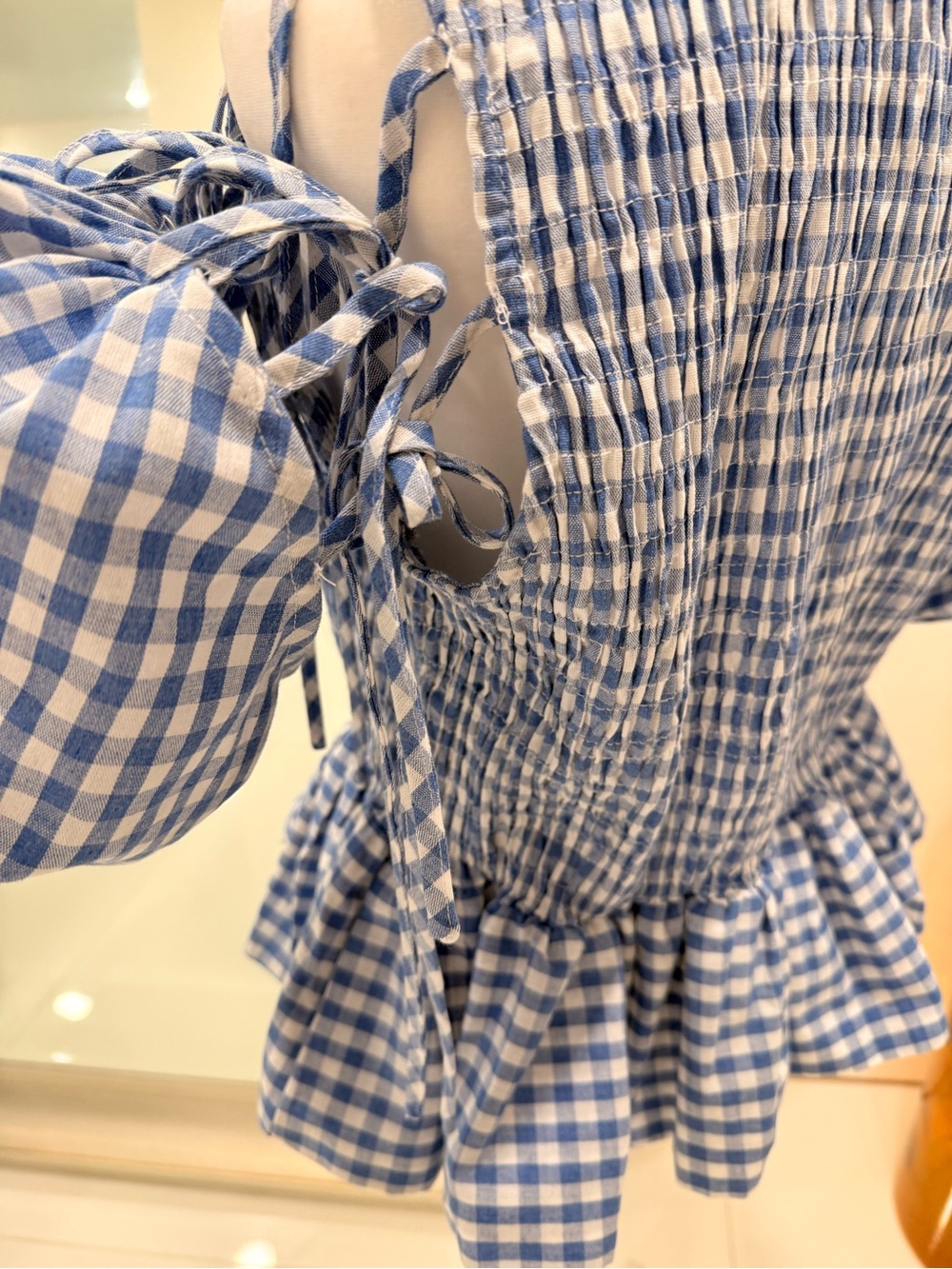Blue and White Gingham Smocked Sundress
